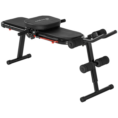 Soozier Multi-Purpose Ab Workout Equipment Foldable Ab Machine Adjustable Sit Up Bench & Weight Bench Abdominal Cruncher with Resistance Bands & LCD Display