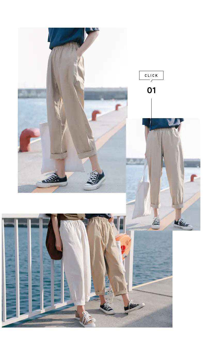 Women's Nine-Point Cargo Harem Pants