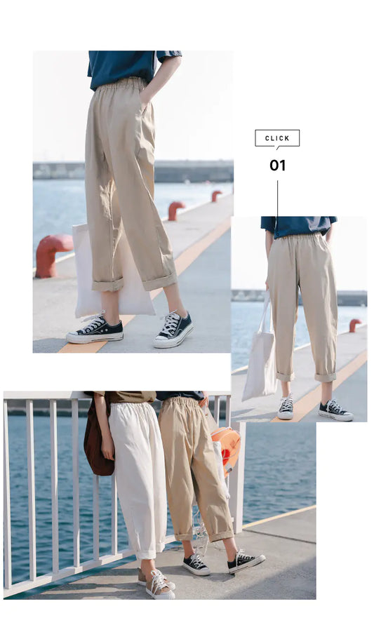 Women's Nine-Point Cargo Harem Pants